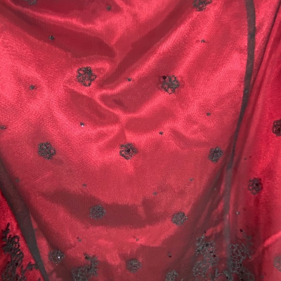 Adrianna Papell Skirt 22 Whimsigoth Overlay Red Fairy Beaded Ruffle Vamp y2K - Picture 12 of 16